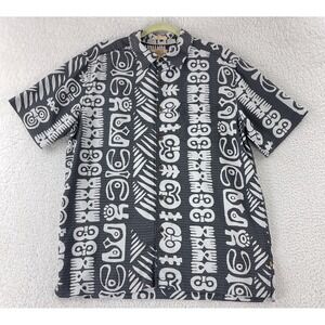 Quiksilver Waterman Button-Up Shirt Mens Small Gray Comfort Fit‎ Hawaiian Casual